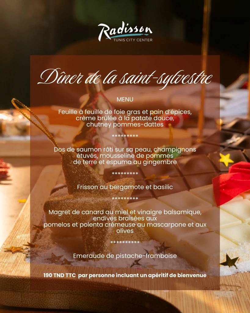 Menu Radisson Hôtel Tunis City Center